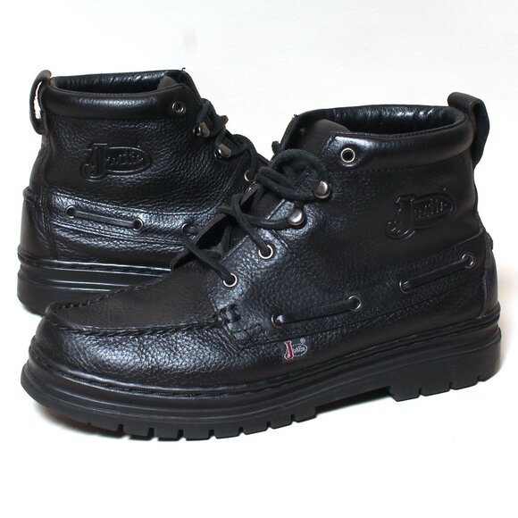 Vintage Mens Justin Boots Size 8 Black Leather Ankle Combat Moto Boot - Picture 1 of 8